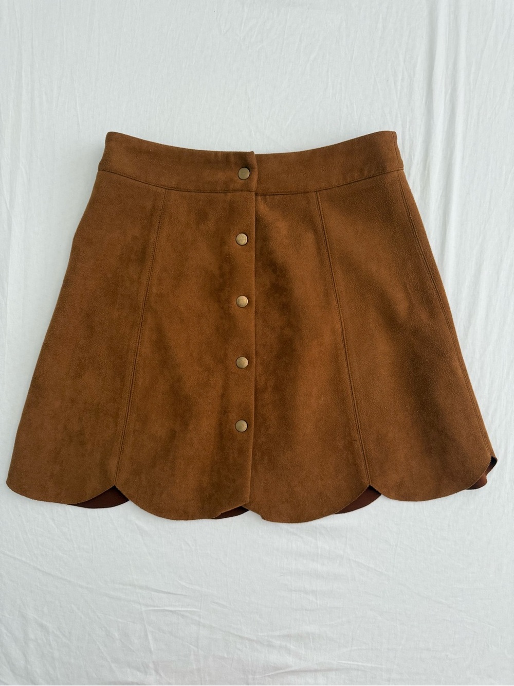 Few Moda Vegan Suede Scallop Skirt